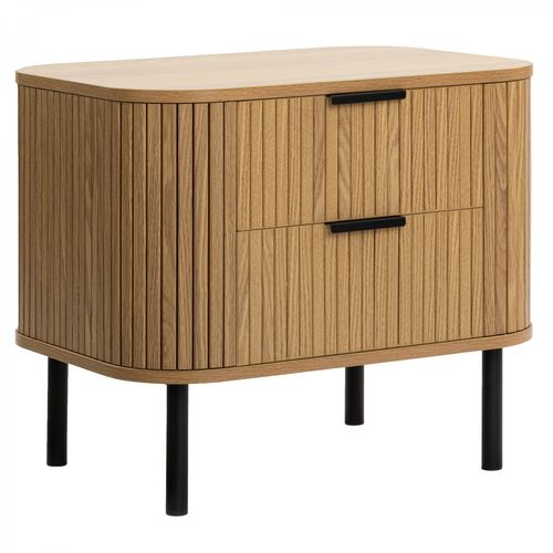 Table De Chevet 2 Tiroirs Ub2014 Callix Mdf Lattes Chêne L.57 Cm