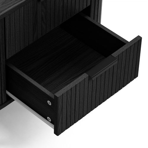 Table De Chevet à 2 Tiroirs Ub2339 Callix Mdf Lattes Noires L.57 Cm