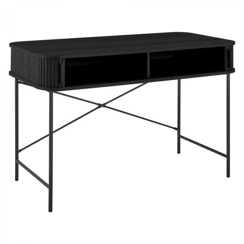 Bureau Noir 2 Portes Coulissantes Callix Ua1512 Mdf Lattes Noires
