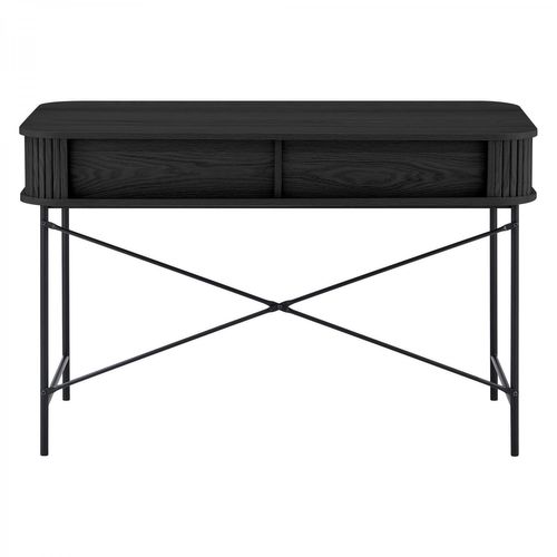 Bureau Noir 2 Portes Coulissantes Callix Ua1512 Mdf Lattes Noires