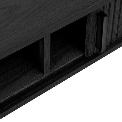 Bureau Noir 2 Portes Coulissantes Callix Ua1512 Mdf Lattes Noires