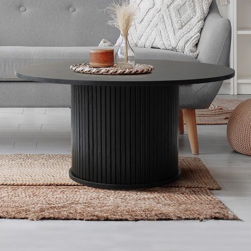 Table Basse Ronde 80 Cm Uh11103 Callix Mdf Lattes Noires