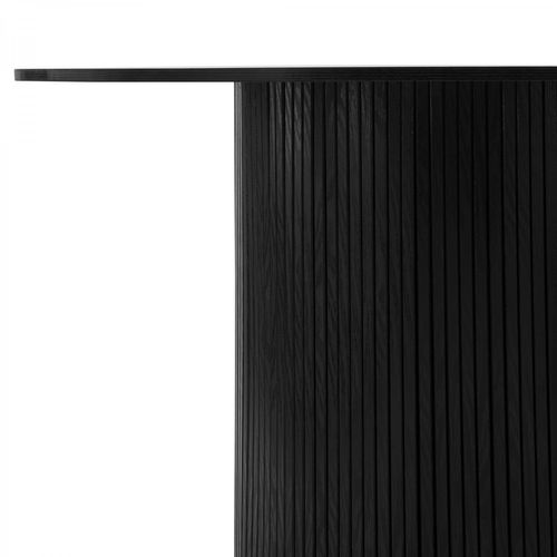 Table à Manger Ronde 110 Cm  4 Personnes Callix Uk0787 Mdf Lattes Noires