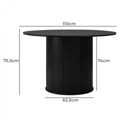 Table à Manger Ronde 110 Cm  4 Personnes Callix Uk0787 Mdf Lattes Noires