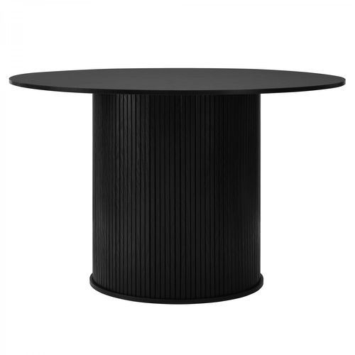 Table à Manger Ronde 110 Cm  4 Personnes Callix Uk0787 Mdf Lattes Noires