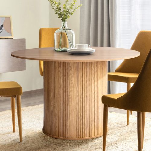 Table Ronde à Manger 110 Cm - Design Tulipe, Plateau MDF - Pour 4 à 6 Personnes - Salon, Cuisine, Jardin, Bureau
