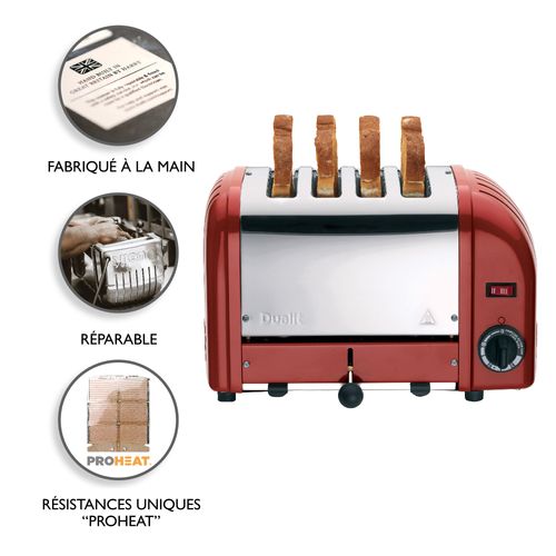 Grille-pains 4 Fentes 2200w Rouge - 40366