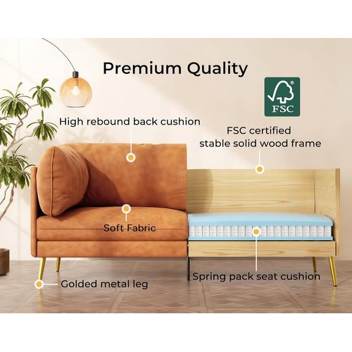 Canapé Droit 3 Places,assemblage Sans Outil,imperméable,185l X 76l X 90h Cm,orange