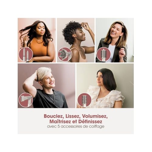 Sèche-cheveux et Styler 2en1 Flexstyle Hd446sleu - 5 Accessoires - Champagne - 1400w - Edition 2024