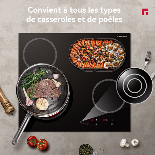 Table De Cuisson Vitrocéramique Ch604bf Encastrable 4 Foyers, Plaque De Cuisson 60cm 6600w