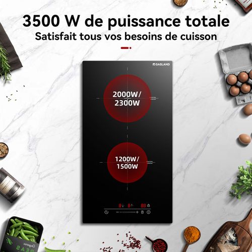 Plaque à Induction encastrable Ih30bf 30cm, 2 Foyers 3500w