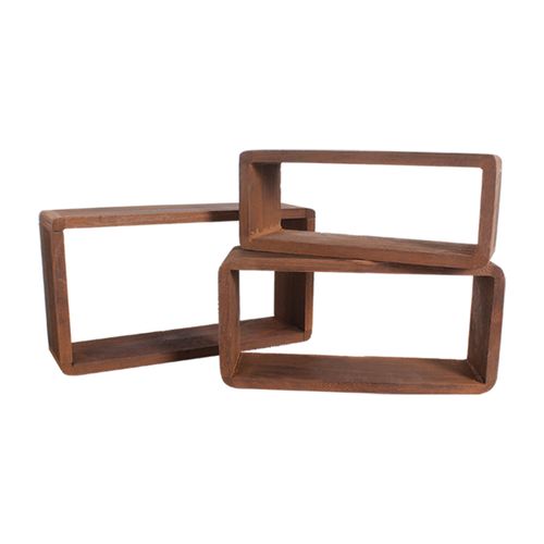 Lot 3 Etagere Biblioteque Rectangle Bois Sombre Vintage