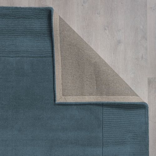 Tapis De Salon Uni En Laine Leone En Laine - Bleu - 120x170 Cm