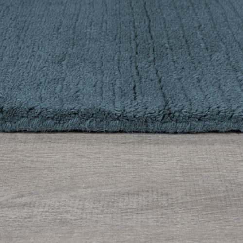 Tapis De Salon Uni En Laine Leone En Laine - Bleu - 120x170 Cm