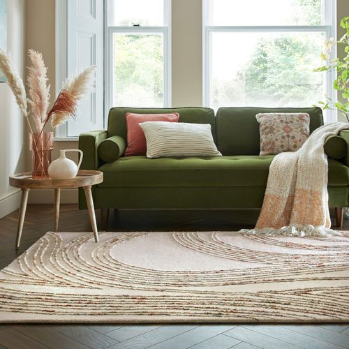 Tapis De Salon En Laine Whirl En Laine - Orange - 80x150 Cm