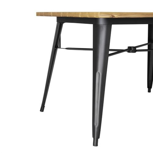 Table Plateau Aluminium Effet Bois Clair 120 X 76 X 75 Cm