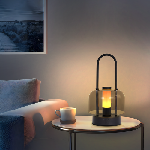 Lampe à Poser LED Portable à Piles Noir - Lampe De Chevet Sans Fil à Intensité Variable De 1800 K