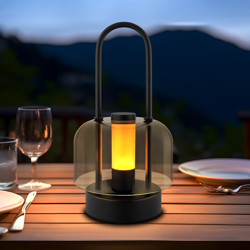 Lampe à Poser LED Portable à Piles Noir - Lampe De Chevet Sans Fil à Intensité Variable De 1800 K