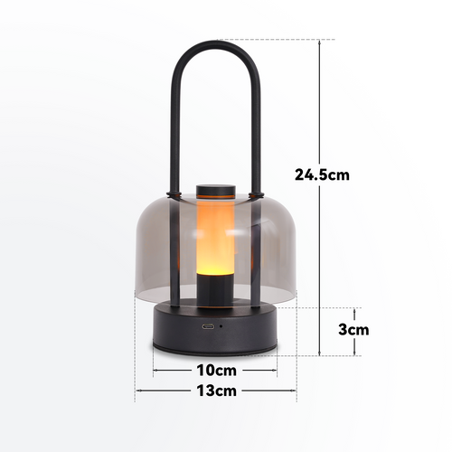 Lampe à Poser LED Portable à Piles Noir - Lampe De Chevet Sans Fil à Intensité Variable De 1800 K