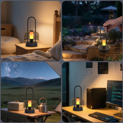 Lampe à Poser LED Portable à Piles Noir - Lampe De Chevet Sans Fil à Intensité Variable De 1800 K