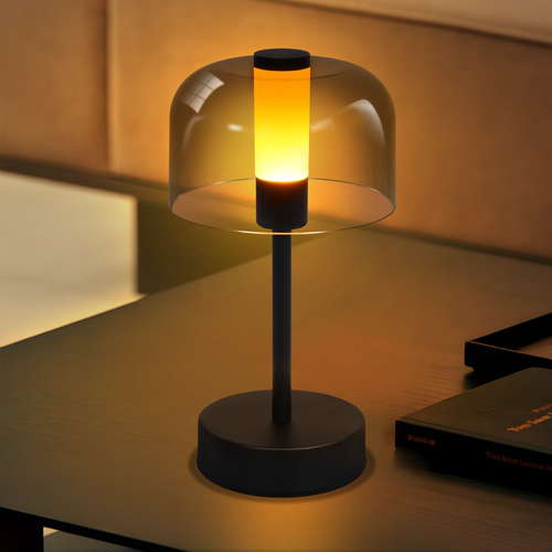 Lampe à Poser De Chevet LED à Piles Noire Intensité Variable Sans Fil Rechargeable Par USB-c