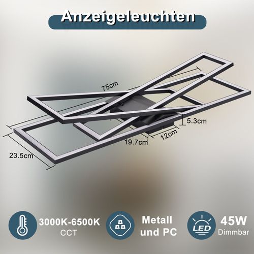 Plafonnier LED Noir 45w Dimmable Pour Salonbureauchambre D'enfant