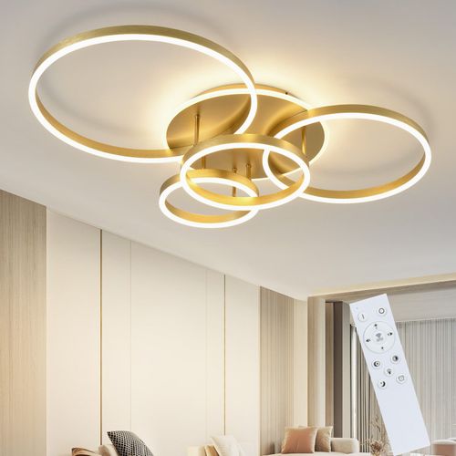 Plafonnier LED Pour Salon Noir à Intensité Variable Design Moderne 61 Cm  Avec Télécommande 50 W