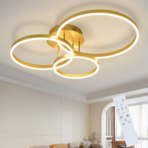 Plafonnier LED Pour Salon Intensité Variable82 Cmavec Télécommande74 W3 Anneaux