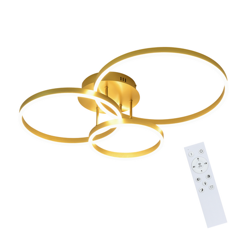 Plafonnier LED Pour Salon Intensité Variable82 Cmavec Télécommande74 W3 Anneaux