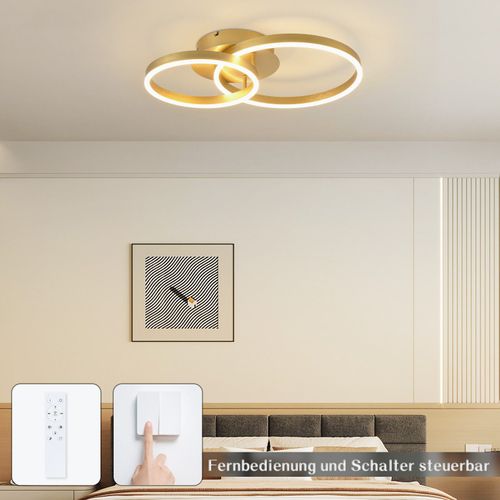 Plafonnier LED à Intensité Variablelampe De Salon Noirelampe De Chambre Moderne46 W2 Anneaux