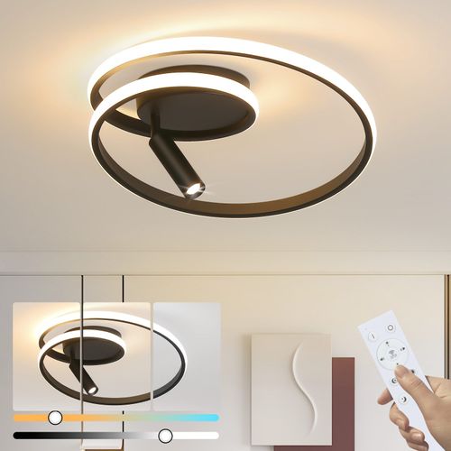 Plafonnier LED à Intensité Variable 40 cmdesign Moderne37 wavec Spotpour Chambre à Couchersalonnoir