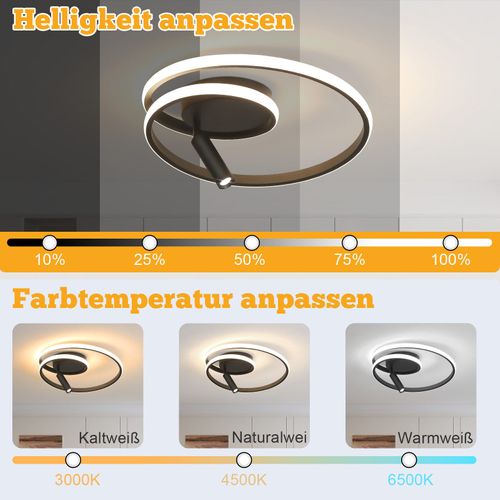 Plafonnier LED à Intensité Variable 40 cmdesign Moderne37 wavec Spotpour Chambre à Couchersalonnoir