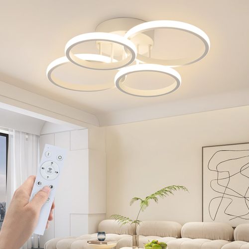 Plafonnier LED Nettlifeplafonnier LED à 4 Anneauxintensité Variableblanc48 Wlampe De Salon