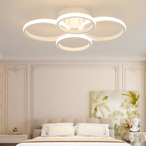Plafonnier LED Nettlifeplafonnier LED à 4 Anneauxintensité Variableblanc48 Wlampe De Salon