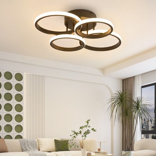 Plafonnier LED Plafonnier LED 4 Anneaux Dimmable Noir 48w Lampe De Salon