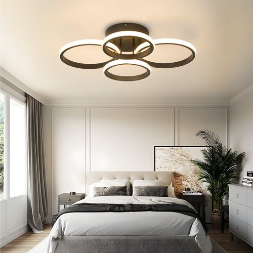 Plafonnier LED Plafonnier LED 4 Anneaux Dimmable Noir 48w Lampe De Salon