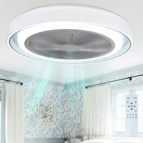 Ventilateur De Plafond Avec Éclairage LED Et Télécommande  Moderne 5 Pales Lumineuses