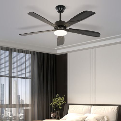 Ventilateur De Plafond Avec Éclairage LED Silencieux à Intensité 23w Noir Minuterie 6 Vitesses
