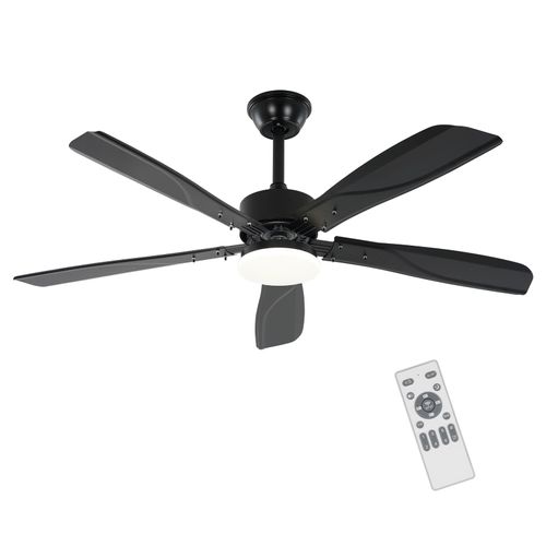 Ventilateur De Plafond Avec Éclairage LED Silencieux à Intensité 23w Noir Minuterie 6 Vitesses