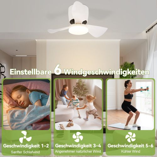 Ventilateur De Plafond Avec Éclairage Variateur Silencieux 70cm LED   6 Vitesses