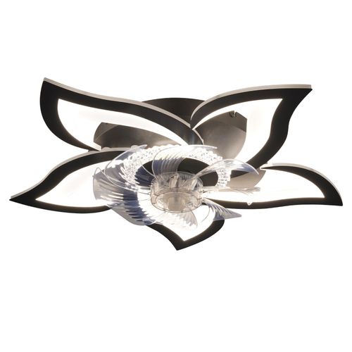 Ventilateur De Plafond LED Avec Éclairage 48 W Noir Silencieux Télécommande 3 Températures