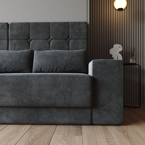 Lit Escamotable Ensemble 2 Placards Étagère Et Canapé 160x200cm Lit Mural Gris Perle Inc.led