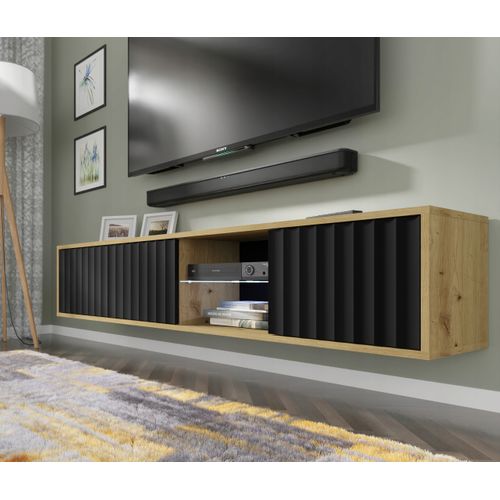 Meuble TV Mural Noir Chêhe Artisan 156x31x31cm Venu Commode à Suspendre