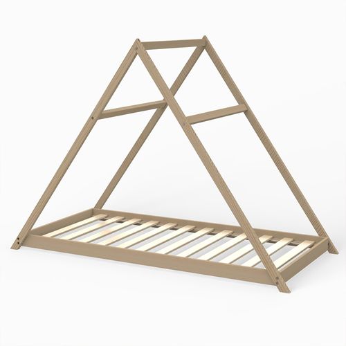 Lit Cabane Enfant 90x190cm Bois Massif Apate Naturel Inclus Sommier