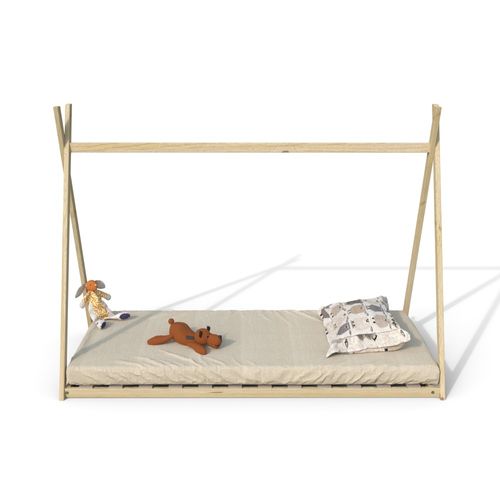 Lit Cabane Enfant 90x190cm Bois Massif Soli Naturel Inclus Sommier