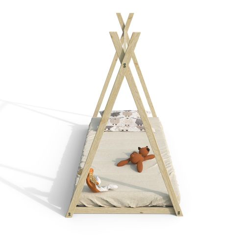 Lit Cabane Enfant 90x190cm Bois Massif Soli Naturel Inclus Sommier