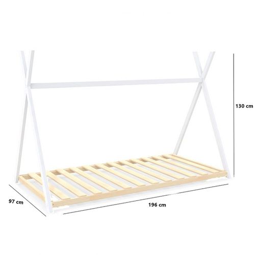 Lit Cabane Enfant 90x190cm Bois Massif Soli Blanc Inclus Sommier