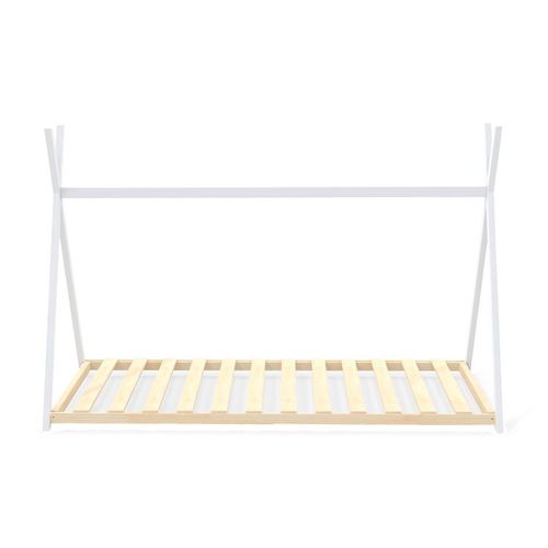 Lit Cabane Enfant 90x190cm Bois Massif Soli Blanc Inclus Sommier