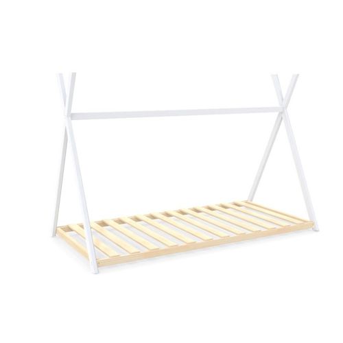 Lit Cabane Enfant 90x190cm Bois Massif Soli Blanc Inclus Sommier