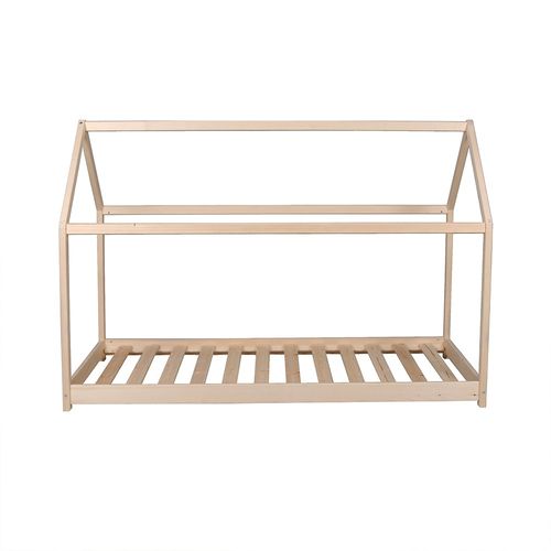 Lit Cabane Enfant 90x200cm Bois Massif Pandou Naturel Inclus Sommier